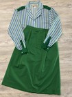 Vintage 1980   s Bill Blass Girl Scouts Uniform Set Green Skirt Striped Blouse 8