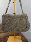 Vintage 50   swalborg Silver Beaded Evening Bag Purse Mcm Scallop Kiss Lock Clasp