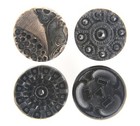 C1890 Antique Victorian Black Glass Button Lot Lacy Floral Starburst Geometric