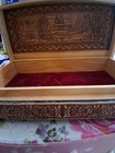 Antique Anglo-indian Vizagapatam Jewelry Inlaid Sadeli Box Wood Hand Carved