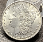1884-o Morgan Silver Dollar Lustrous White Choice Bu Coin 001