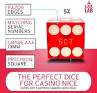Luck Lab Grade Aaa 19mm Casino Dice With Razor Edges And Matching Serial Numbers