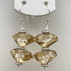 Made With Swarovski Crystals Champagne Beaded Sterling Silver Earrings Dangle