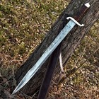 Hand Forged Damascus Steel Viking Sword Battle Ready Medieval Sword sheath