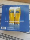 Bud Light 16 Oz  Signature Beer Glasses New Set Of Two 