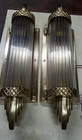 1 Vintage Art Deco Glass Rod Brass Wall Light Fixture Wall Sconce Skyscraper  27