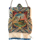 Antique Vintage Micro Beaded Purse Scenic Jewelled Frame