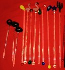 Mixed Lot Of 30  Assorted Glass Swizzle Sticks   Cocktail Stirrers   Olive Picks