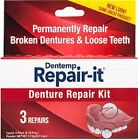 Dentemp Repair-it Denture Repair Kit - 3 Repairs kit New Look Arriving   Red