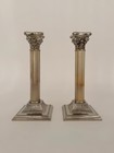 A Pair Of Vintage Silver Plated Corinthian Column Candle Holders