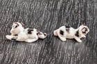 Vtg Pair Of Miniature Bone China Persian Cats Kittens-black white 1 75  L Japan