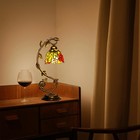 Tiffany Style Table Lamp With Metal Leaf  Stained Glass Desk Lamp  Vintage Ni   