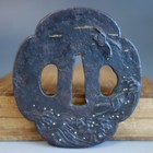 Tsuba Guard Wave Wild Goose Inlay Mokko Samurai Sword Fitting Katana Edo