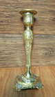 Vintage Solid Brass Floral Repousse Ornate Candle Holder Heavy 10     free Ship 