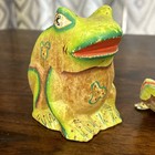 Vintage Japanese Cryptomeria Cedar Wood Hand Carved Frog Toad