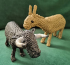 Vintage Hand Crafted Folk Art Artisan String Rope Fibre Bull And Donkey Spain