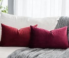 Christmas Decorative Lumbar Velvet Throw Pillow 12  X 20   pack Of 2  Burgundy