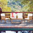 4pcs Acacia Wood Patio Conversation Set Sectional Sofa Couch Outdoor Furniture