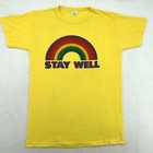 Vintage 80s Stay Well Paper Thin Rainbow T-shirt Medium Single Stitch Lgbtq Soft
