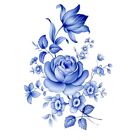 Delft Blue Rose Floral Spray Overglaze Waterslide Ceramic Decals