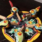Vintage Russian Wooden Toy Pecking Chickens