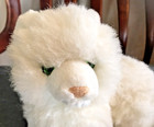 Nikki Russ Berrie White Plush Stuffed Kitten Cat  Green Eyes  8 