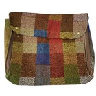 Vintage Tweed Blocked Portfolio Bag Case Side Zips Snap Closure 20 l X 15 5 h