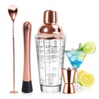 14oz Glass Cocktail Shaker Set  4pcs Bartender Kit  Martini Mixer Rose Gold