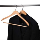 5 Pcs Glossy Natural Wood Suit Coat Hangers Sturdy Locking Pants Bar