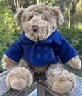 Fao Schwarz Brown Teddy Bear Navy Peacoat Jacket 12    Stuffed Animal Plush Toy