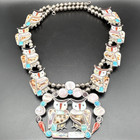 Vtg 925 Zuni Owl Squash Blossom Necklace Set Signed By Velma   Blake Lesansee