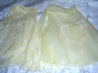 2 Vintage Yellow Floral  Sheer Lace Trim Hostess Half Aprons