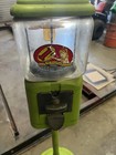 Acorn Gumball Machine Green Metal Collectible Vendor Vintage W stand