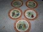 Lot Of 5 Vintage Antique Adams Shakespeare Plates - Made In Uk - Circ 1920