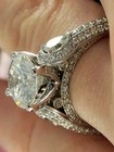Art Deco Style 3 55ct Lab Created Diamond Engagement 14k White Gold Finish Ring