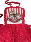 Vintage Christmas Full Apron Rocking Horse Red Holly Print Ruffle Pocket
