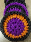 5 Double Dish Scrubbies Purple Black Orange Halloween Crocheted Nylon Netting