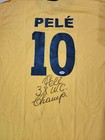 Pele Signed Brazil Soccer Custom Jersey  3x W c  Champ Psa Dna Sticker Only