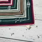 Vintage Girl Scouts Scarf 100  Polyester Made In Usa Green Red Floral 31  Square