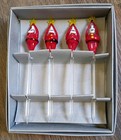 Pottery Barn - Vintage Glass Santa Swizzle Sticks Stirrers - Set Of 4 In Box