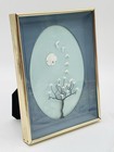 Framed Shadowbox Sand Dollar Art Bird Shell Wire Tree Blue Nautical