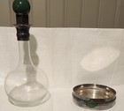 Rare Vintage Gucci Glass Decanter Green Ball Stopper Silver Tone Base