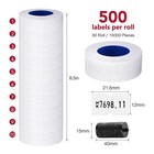 30 Rolls 15000pcs White Price Gun Labels For Mx-5500 Labeller