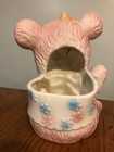 Vtg 60 s Dickson Japan Pink Teddy Bear Baby Planter For Shower Nursery Birth