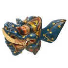 Balinese Ganesha Mask  Hand Carved Wood Blue Elephant  Bali Art  Wall Decor