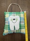 Tooth Fairy Pillow Blue Green Plaid Boy girl Hanging Very Clean In Euc