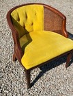 Vintage Mid Century Modern Barrel Back Chair Cane Yellow 60s 70s Mcm Regency