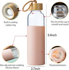 21oz Glass Water Bottle With Silicone Sleeve   Bamboo Lid  Bpa Free Reusable Wat