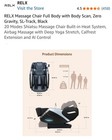 Relx Massage Recliner Body Scan  Zero Gravity  Sl-track  Heated Black