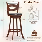 Set Of 2 Bar Stools 360   Swivel Dining Chairs Solid Rubber Wood Leather Padded